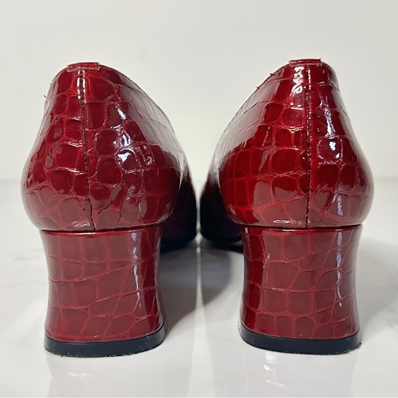 IMAGINE Embossed Red Leather Pumps Block Heel size 8 /EU 38.5 Crocodile - Picture 2 of 8